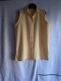 Prosta rozpinana bluzka/koszula, 55 % len 45 % bawełna, Krima, r. L/XL