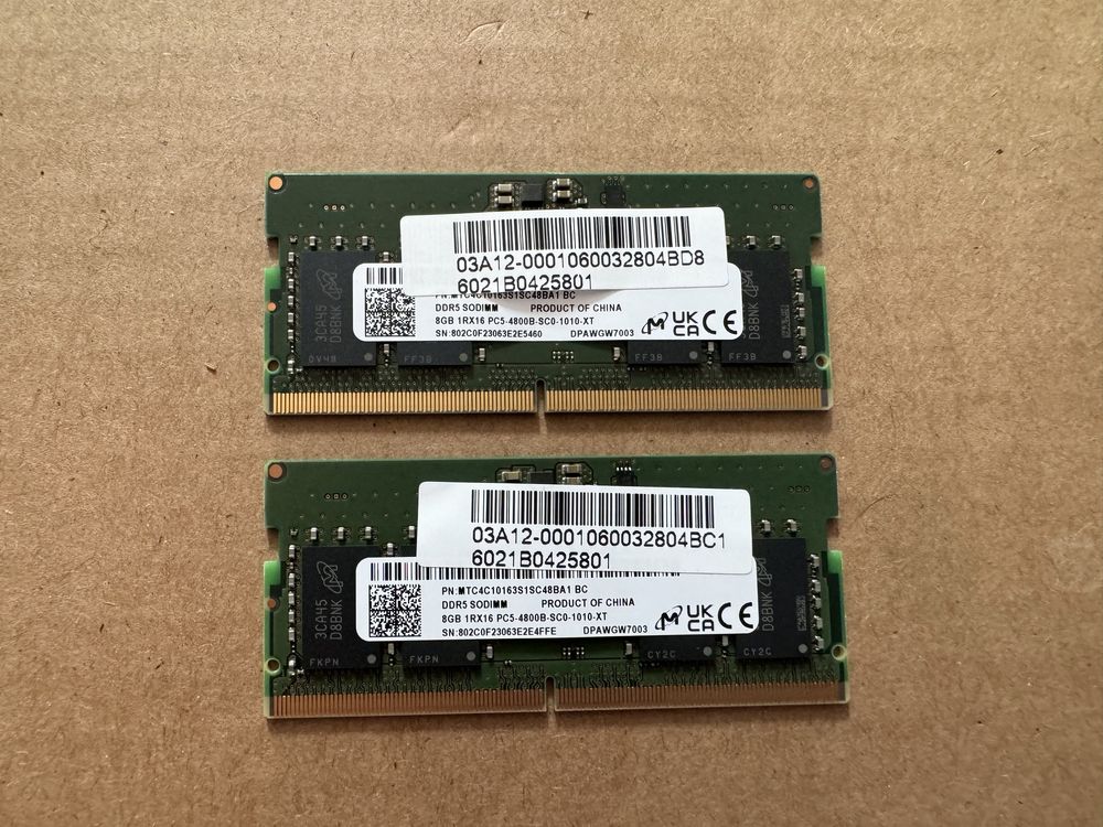 Пам'ять DDR5 16 Gb (2 модулі по 8Gb) 4800 SODIMM