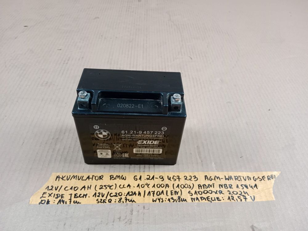 Akululator Motocyklowy Bateria EXIDE BMW 12V / C10 12Ah Oryginał 2024