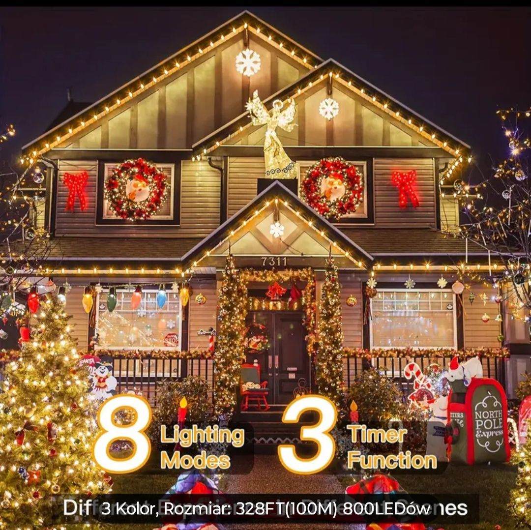 Nowe opakowanie 100m led pilot lampki  800 led na rolce 99,97m