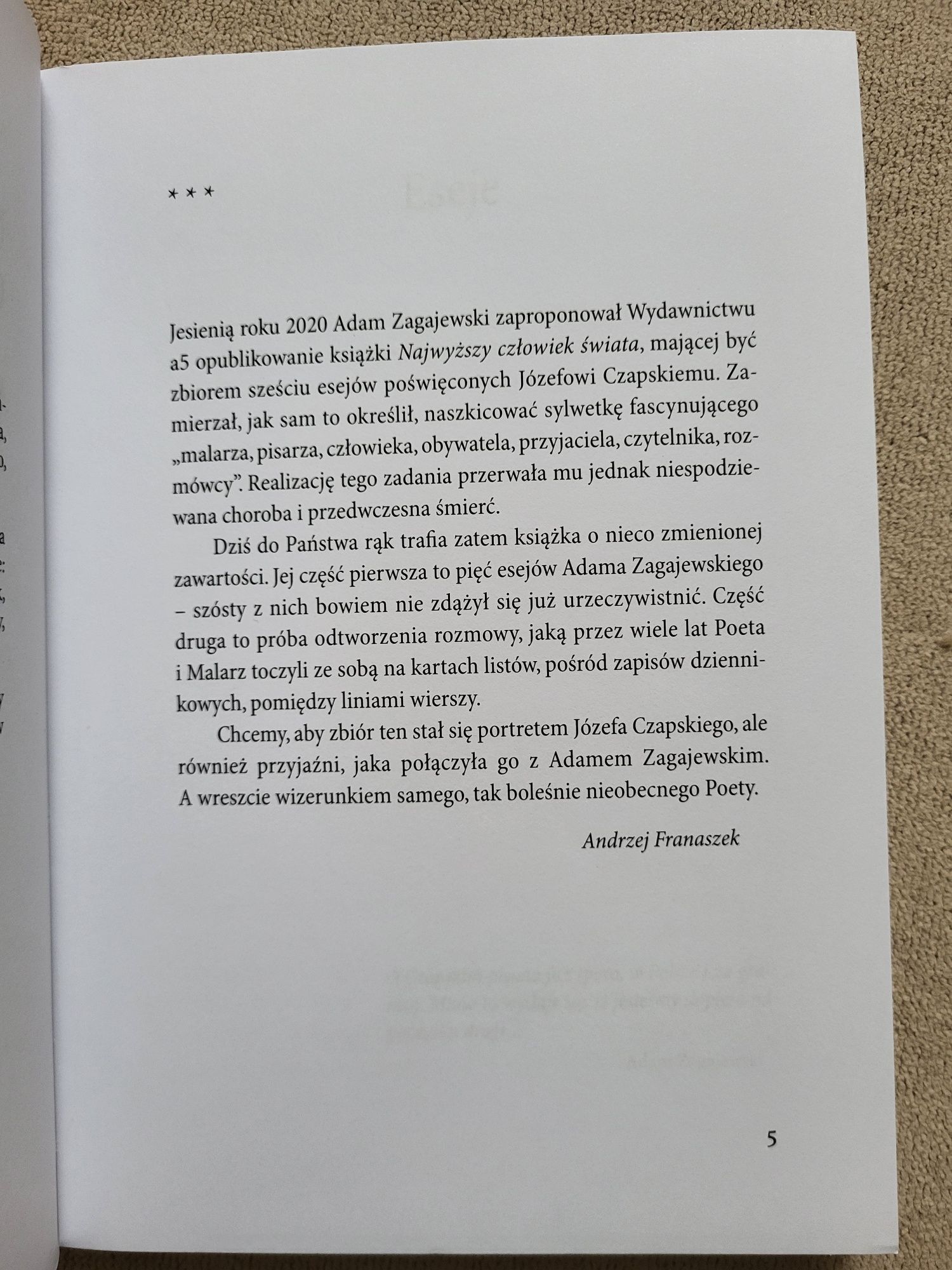 Adam Zagajewski Najwyższy Człowiek Świata