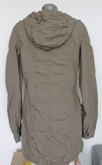 Lekki płaszczyk/ kurtka parka  oliwkowa XS /S śliczna