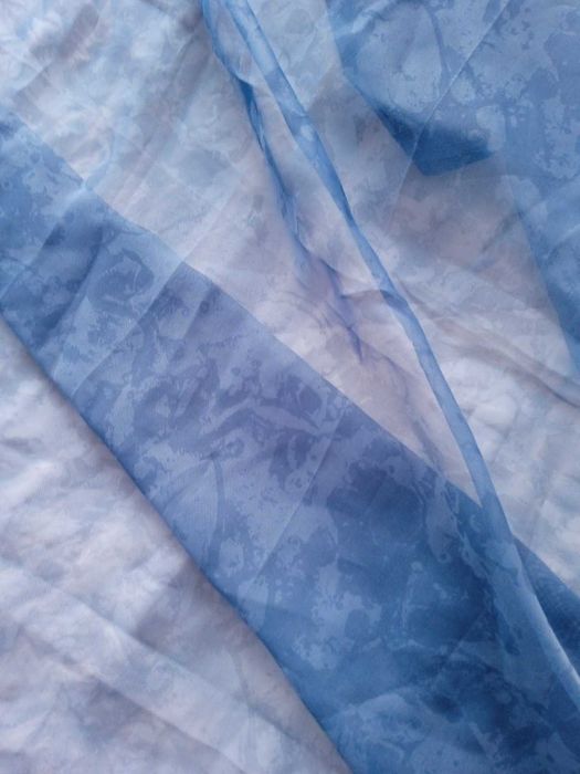 Штора тюль синяя полупрозрачная