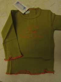 Camisola de Menina verde com urso laranja 3 meses NICO NOVO