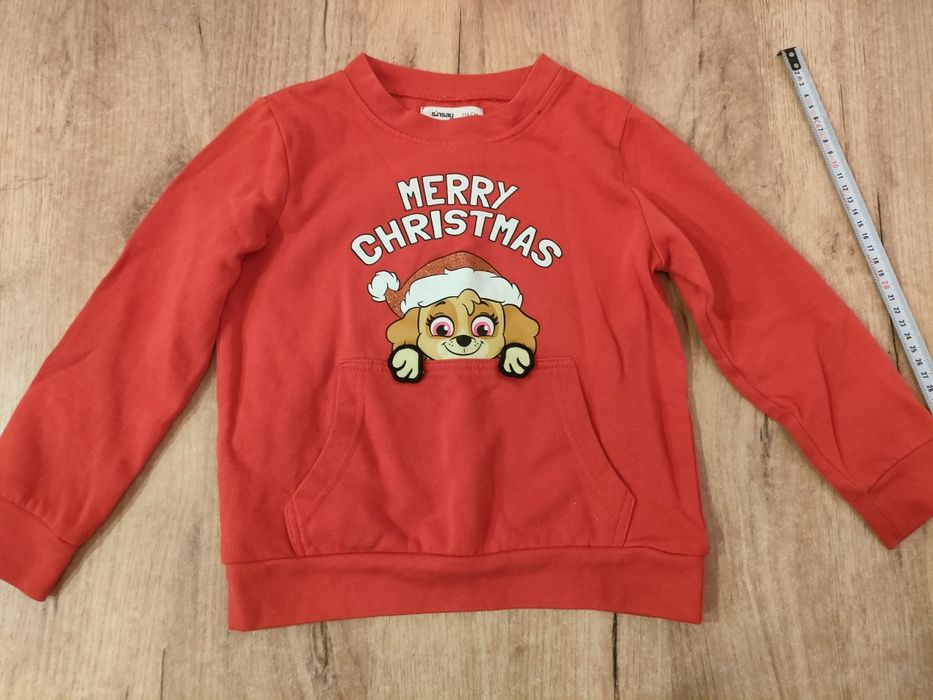 Bluza 110 116 czerwona świąteczna merry christmas