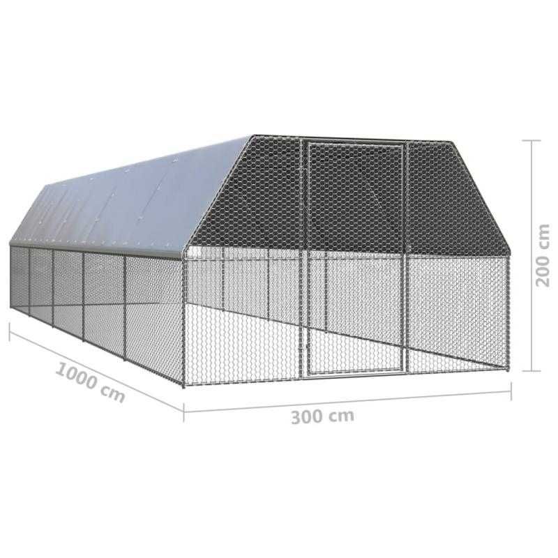 Galinheiro de exterior 3x10x2 m aço galvanizado