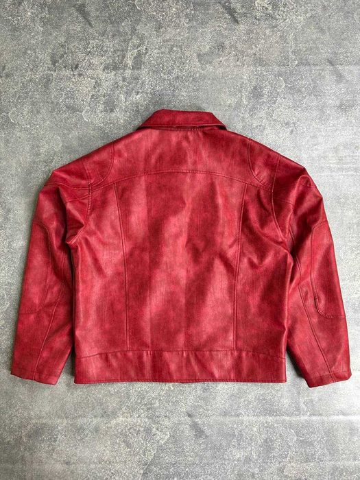 jacket куртка шкіряна курточка червона кожаная S M L XL