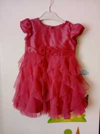 Sukienka różowa falbanki ksieżniczka dla dziewczynki 86