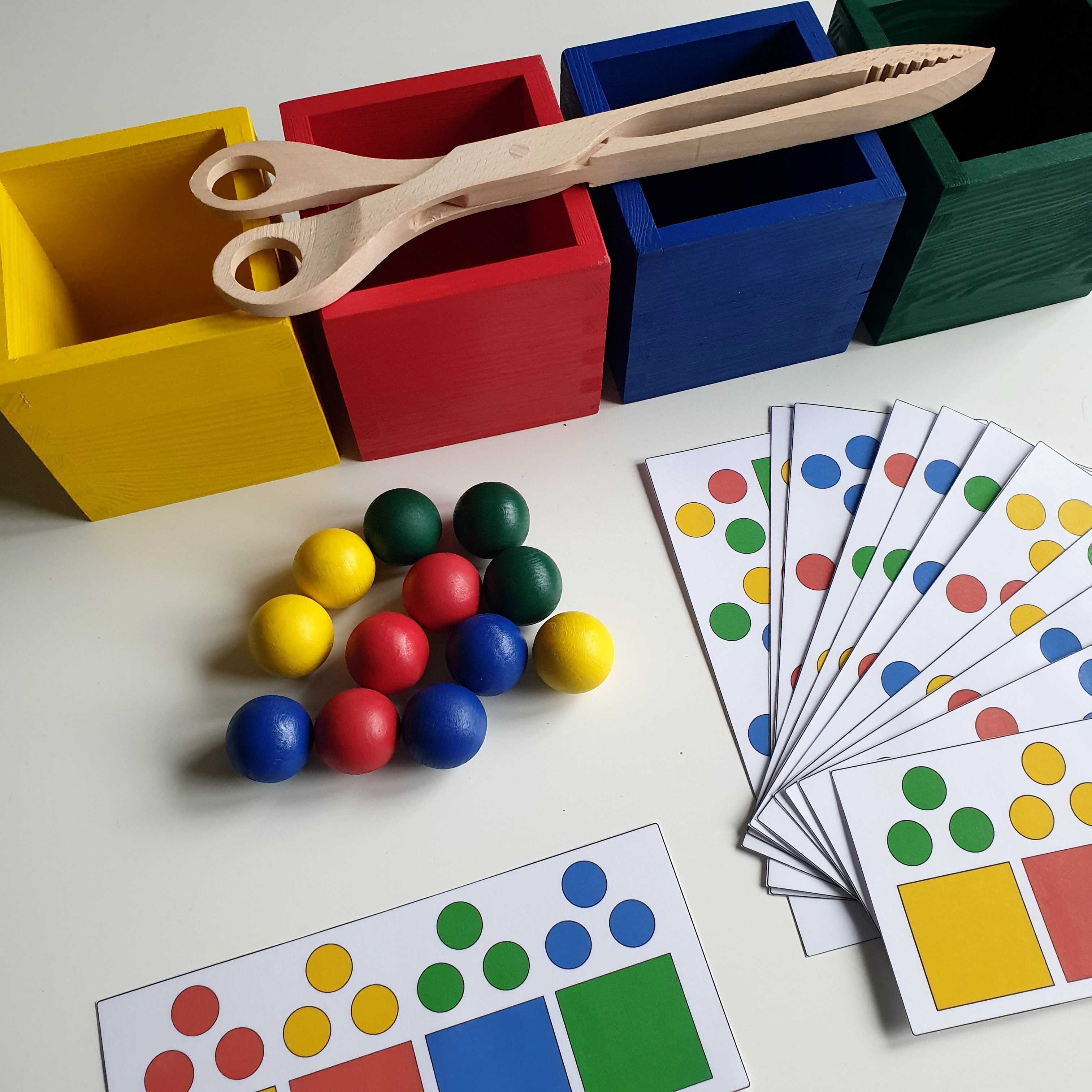układanka lewopółkulowa Montessori kubek i kulka - sorter kolorów 4szt