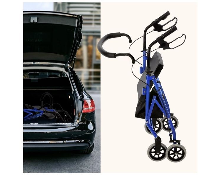 Novo: Andarilho com Assento, 4 Rodas e Travoes, Dobravel - Walker