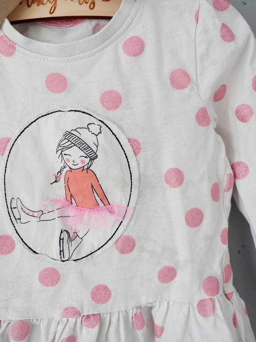 Bluzka dla dziewczynki na długi rękaw r.92 kropeczki