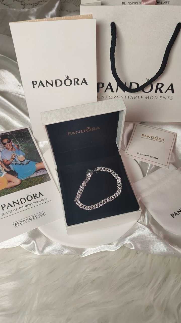 Срібний браслет Pandora Сяюче паве. Браслет пандора каміння