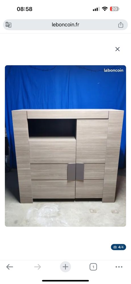 Mesa de sala e aparador carvalho cinza