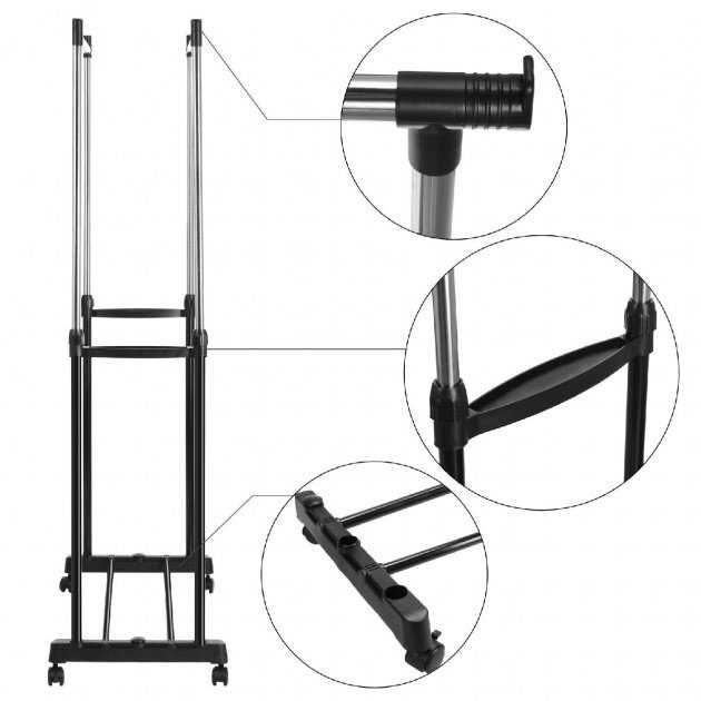 Подвійна регульована вішалка стійка для одягу Double-Pole