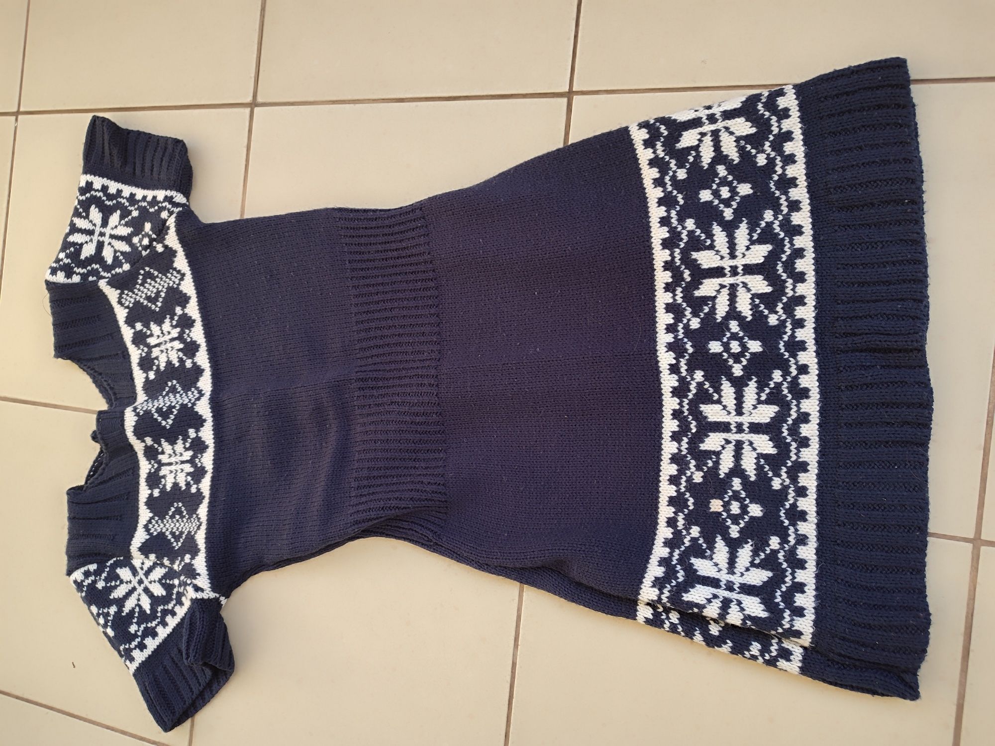 Tunika sweter świąteczny zimowy ciepły granatowy sukienka 152