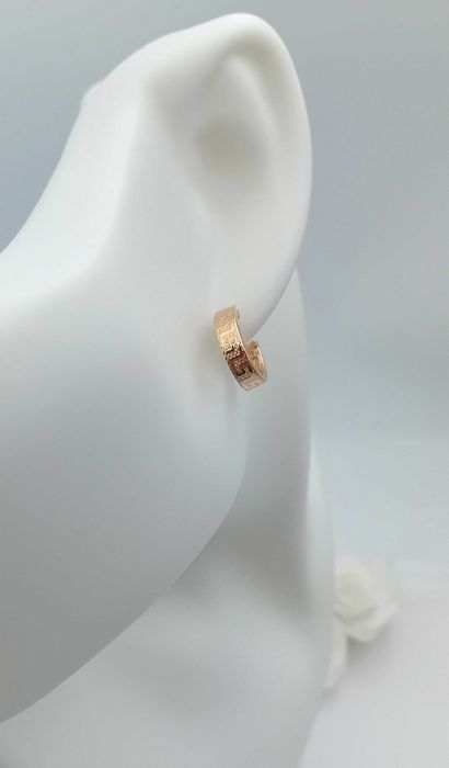 Złote kolczyki kółka kółeczka grecki wzór próba 585 NOWE/ Fajne Okazje