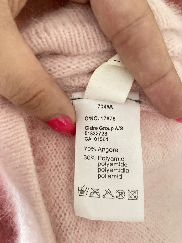 Puszysty różowy sweter Angora rozmiar L/40 jak kaszmir