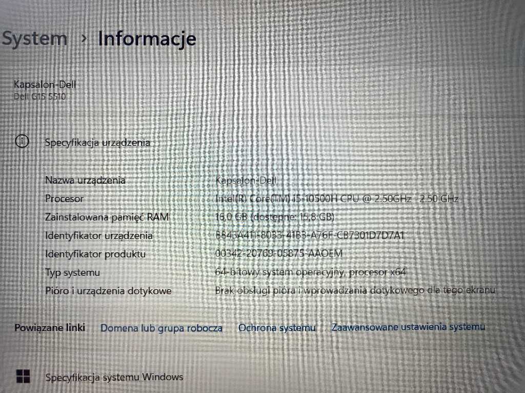 Laptop Dell G15 5510; Intel Core i5; GTX 1650