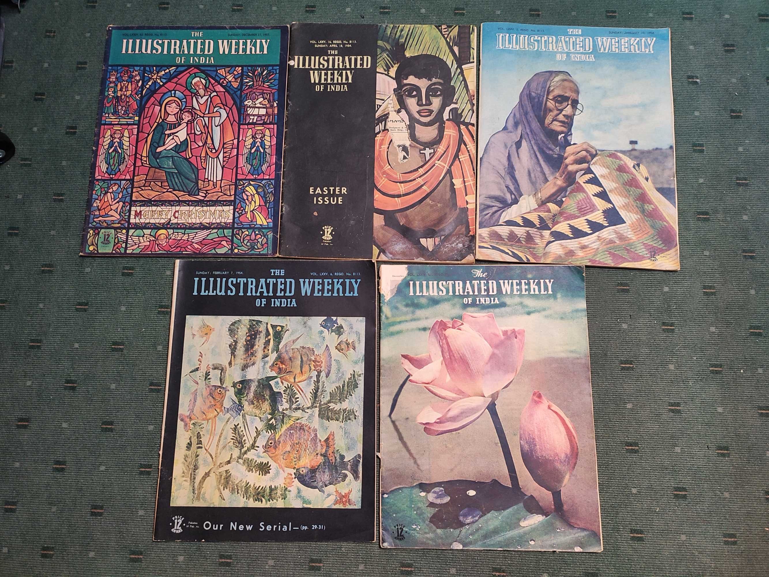 5 Revistas The Illustrated Weekly of India  - Anos 50