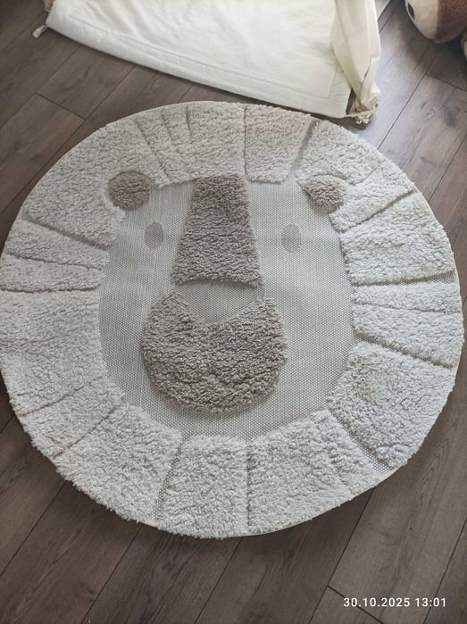 Dywan lew dziecięcy boho kremowy okrągły 120 cm