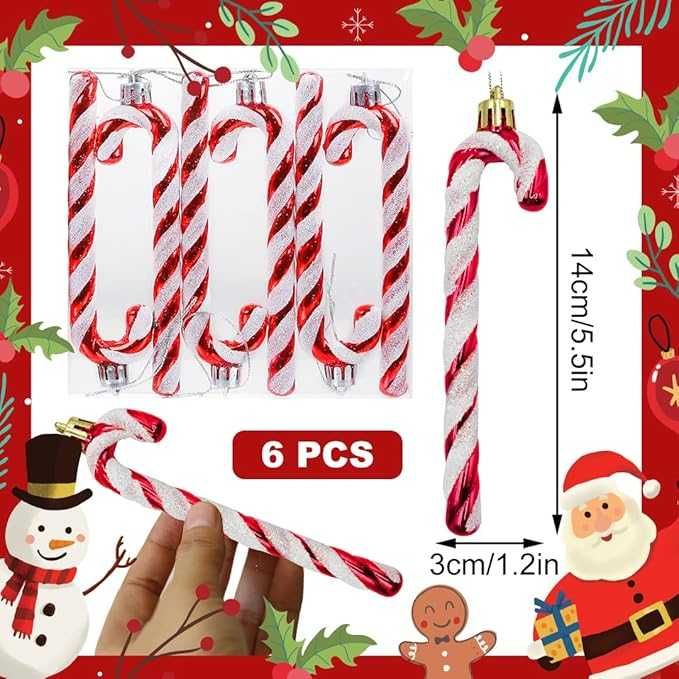 Bombki laski cukrowe 6 szt plastikowe