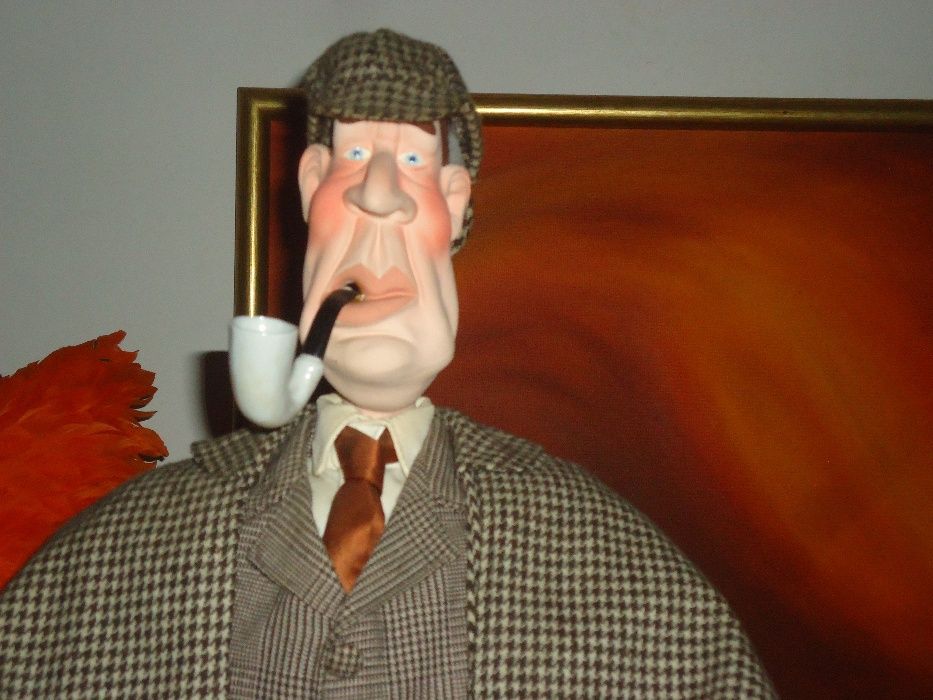 Cachimbo estátua Sherlock Holmes- Cabeça, mãos e cachimbo em cerâmica