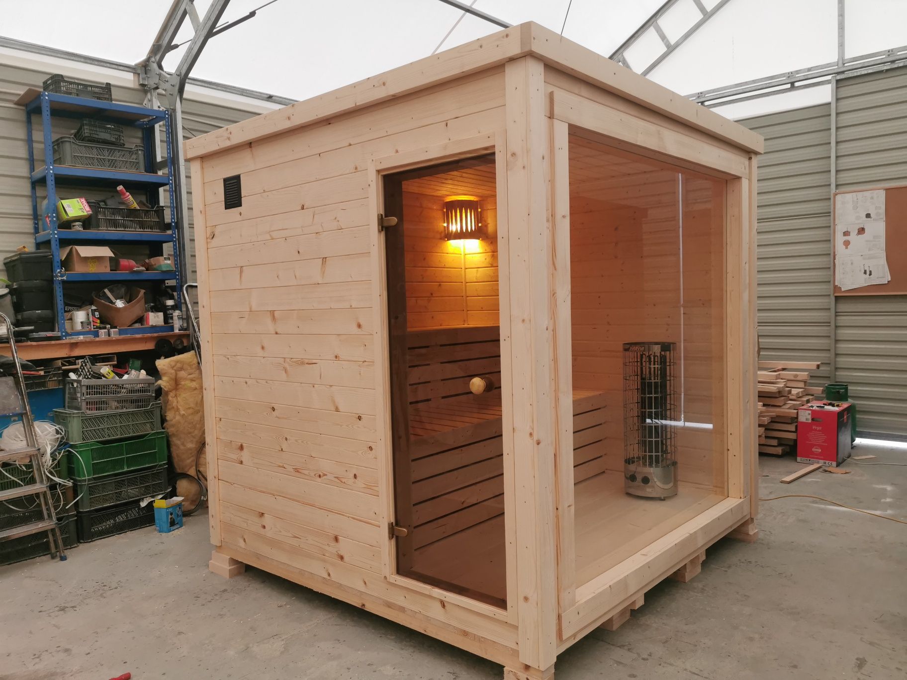 Sauna ogrodowa 2,3x2,3 Piec +cały komplet Gotowa  od ręki Okazja