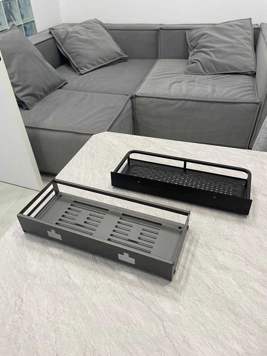 Полиця у ванну кімнату алюміній сірий/чорний