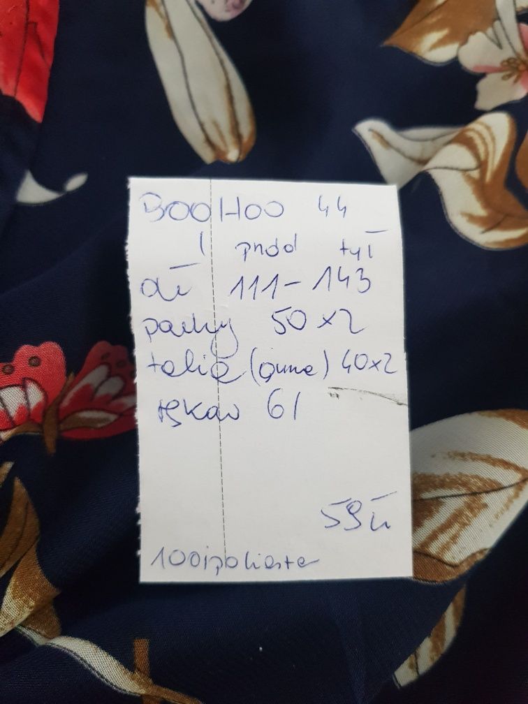 Boohoo sukienka długa przód asymetryczna w kwiaty kopertowy dekolt 44