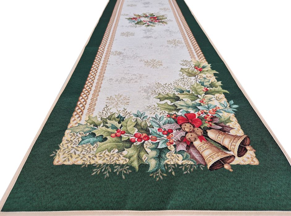 Bieżnik świąteczny z zieloną ramą 45x180 cm gobelinowy 1386VE