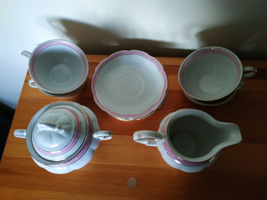 KOMPLETNY zestaw porcelanowy do kawy filiżanki PRL antyk porcelana