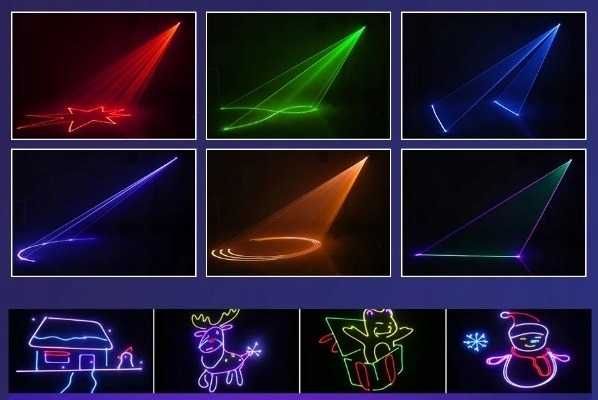 projektor laserowy dyskotekowy RGB 3W Bluetooth DMX własna grafik NOWY