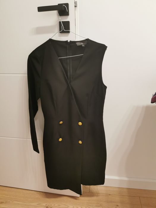 Sukienka mini mała czarna Missguided asymetryczna