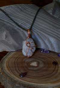 Zawieszka z kwarcu, biżuteria wire wrapping