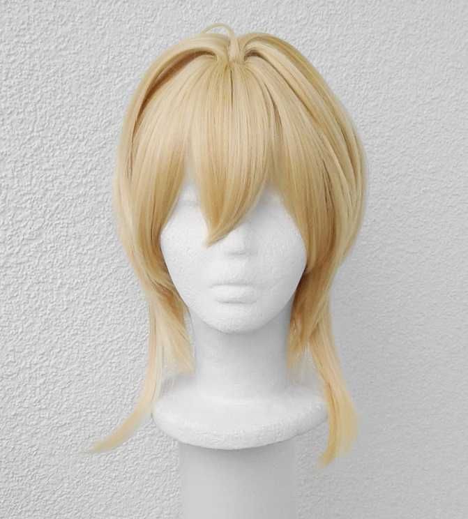 Lumine Genshin Impact Violet Evergarden krótka blond peruka cosplay