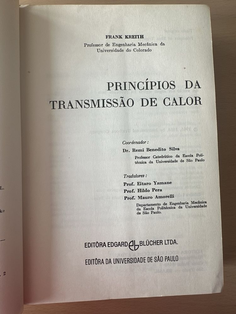 Livro “Princípios da Transmissão de Calor” de Frank Kreith