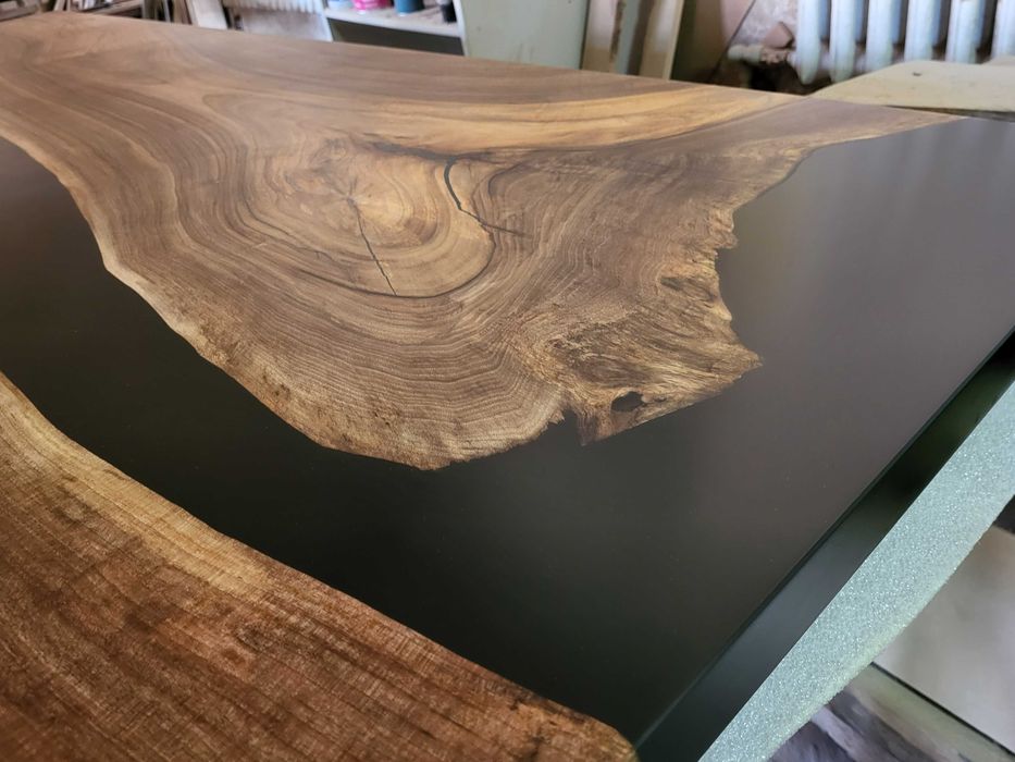 Stół do jadalni, konferencyjny do salonu, orzech włoski żywica czarna