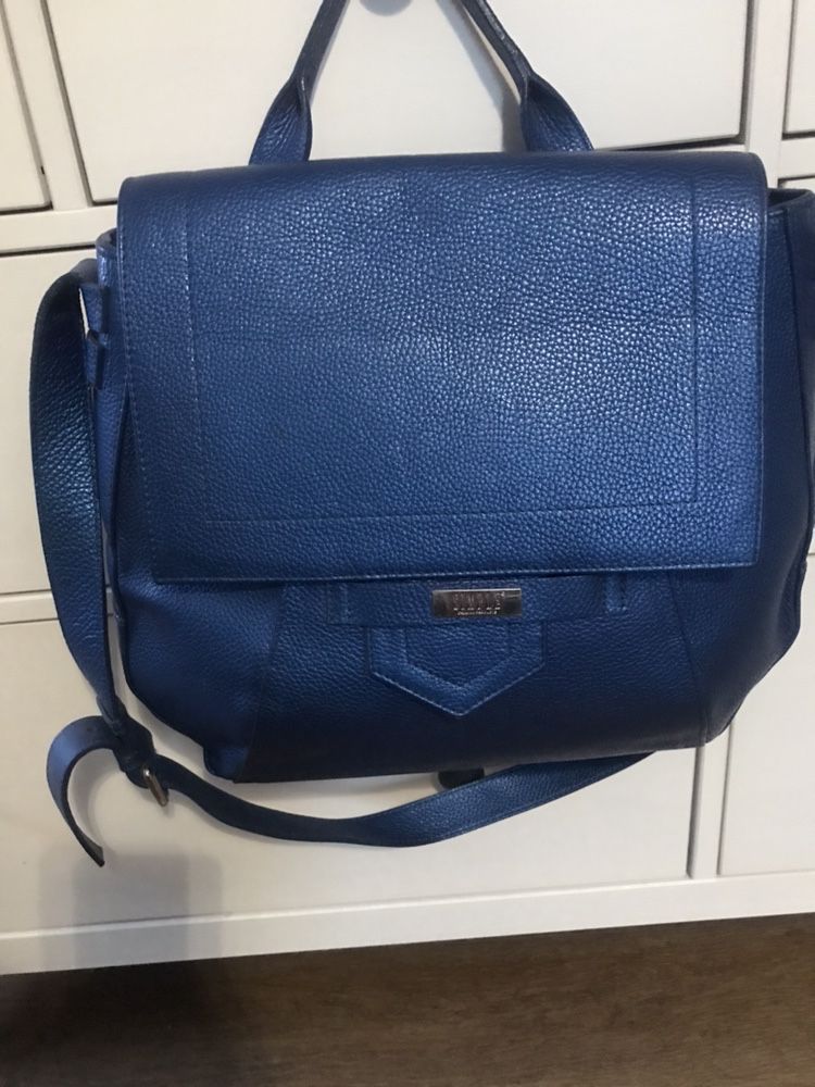 Torba Simple 100 % Skóra Kobalt Metalik Prada Balmain