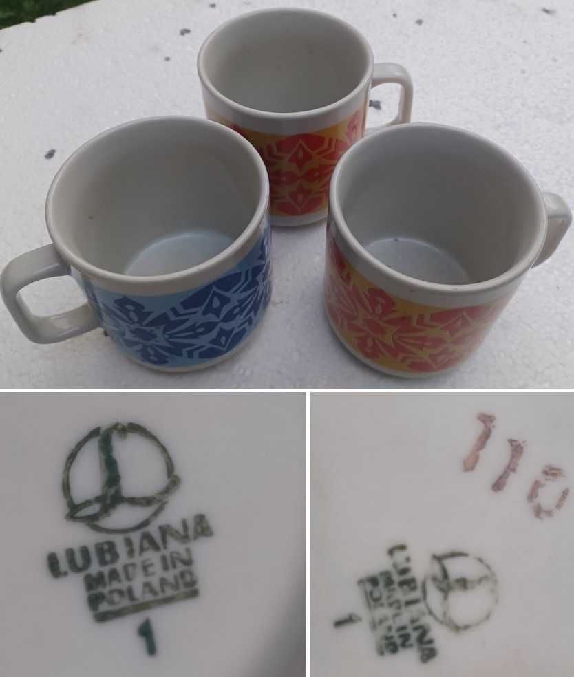 Kubki Lubliana 3szt, 2 kufle, 2 wazony PRL antyki