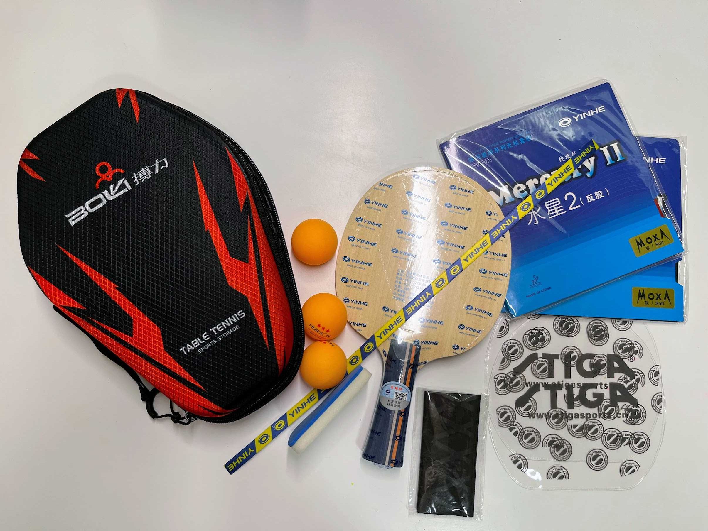 PingPong - okładziny mercury, deska yinhe n10 pokrowiec HARD + dodatki