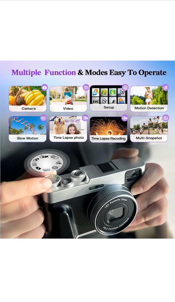 4K Digital Camera Auto Focus 48MP Vlogging Video for YouTube