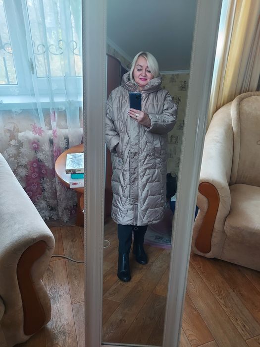 Батал! Sassofono Eze длинный пуховик ,капучино.Премиальная серия!50-58