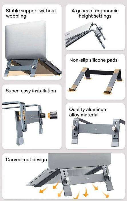 Baseus подставка для ноутбука алюминий металл Notebook Laptop Stand