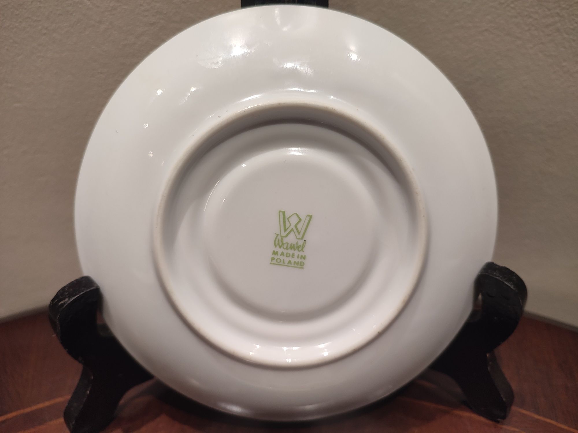 Śliczny stary zestaw dwóch spodków porcelana Wawel Krzysztof