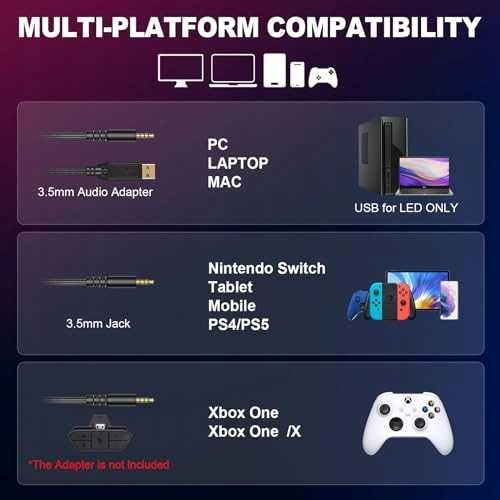 Słuchawki nauszne niebiesko-czarne do PS4/PC/Xbox,PS5 z mikrofonem