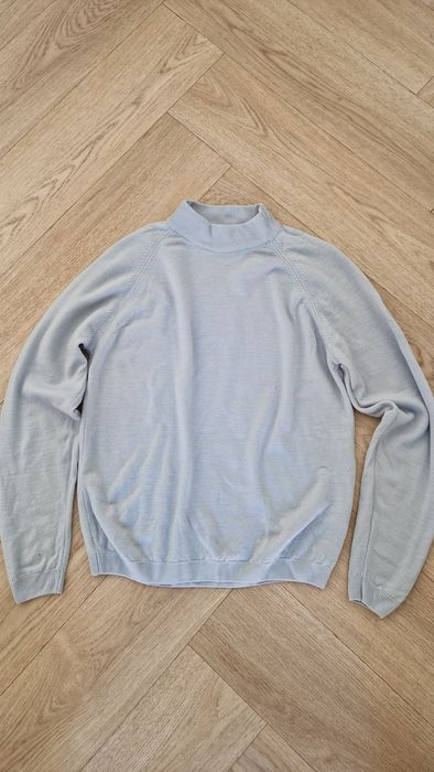 Wełniany polgolf błękitny s 36 wełna