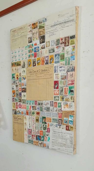 Antigo Cartaz (Decorativo/Coleção) com Selos, Documentos Antigos