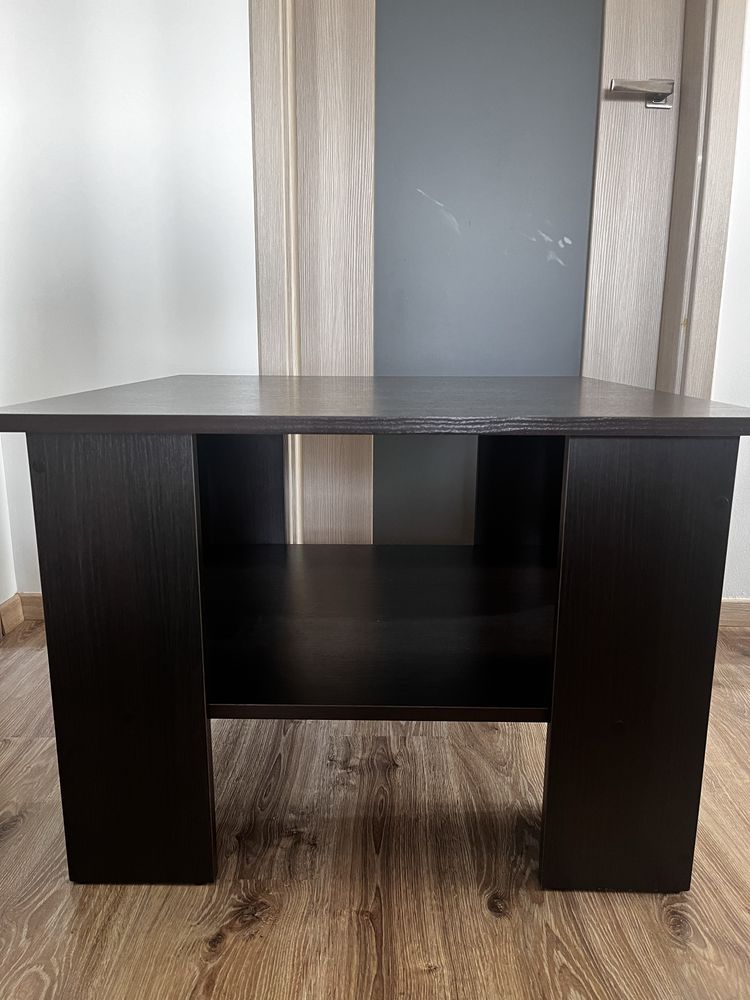 Stolik kawowy 80x80 czarny brąz