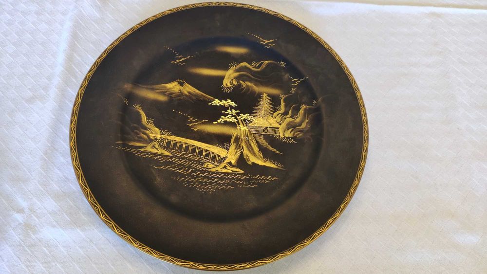 Serviço chá Japonês completo HandPainted Gold over Matte Black