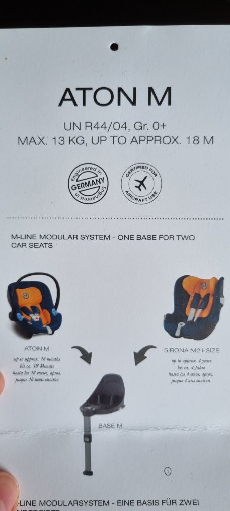 Cybex aton M fotelik nosidełko do 13 kg lub 18 mscy